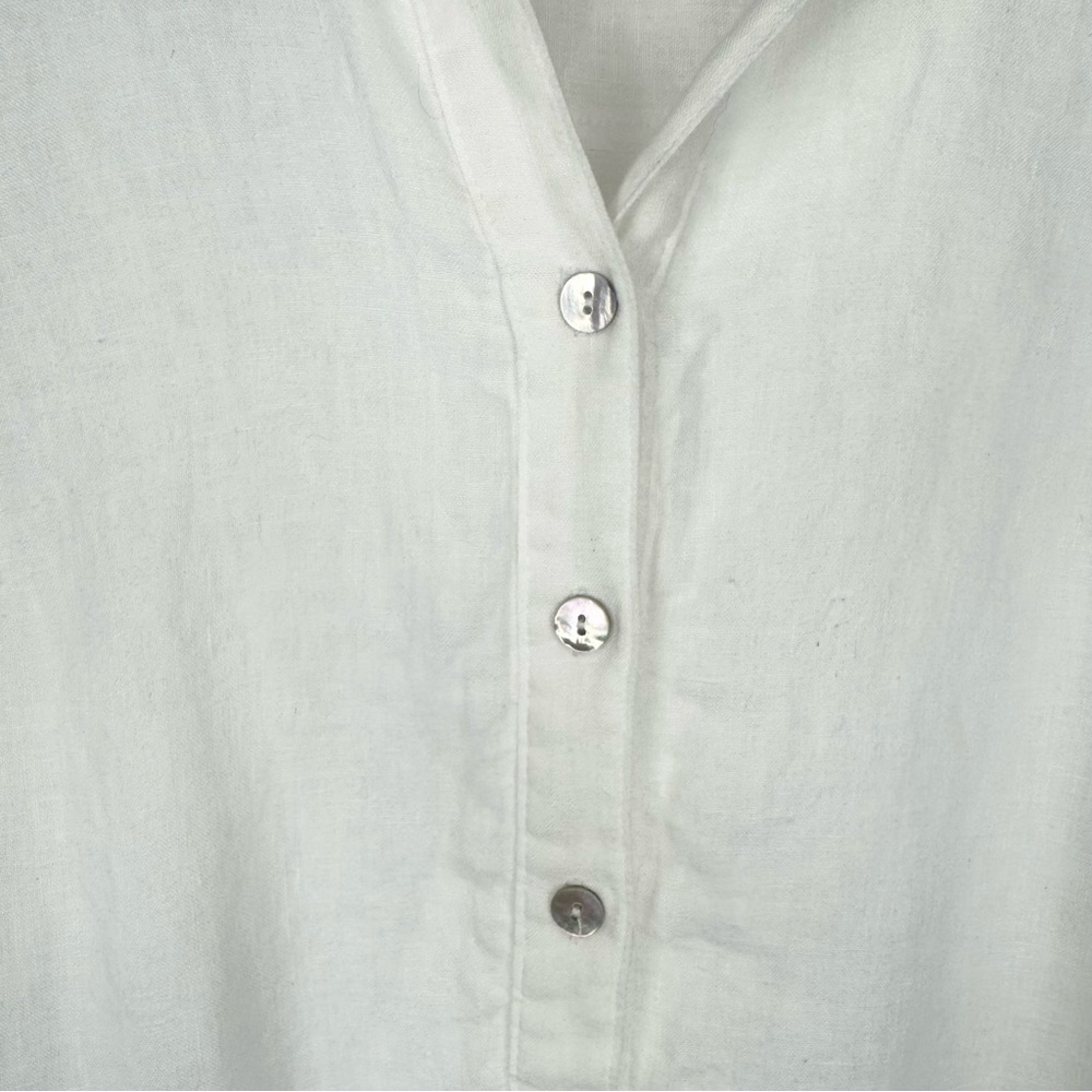 Finley Jasmine Sleeveless Tiered White Linen Dress Collared Button Front Size S - Picture 4 of 7